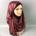 Elegante quente longo borlas glitter paquistão urdidura lenço hijab muçulmano malásia hijab